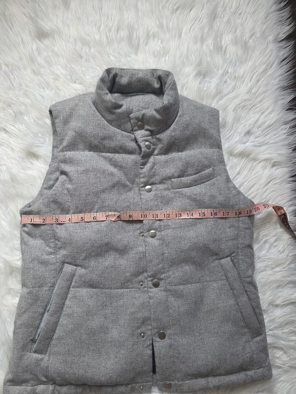 Suitsupply Wool Heather Gray Quilted Puffer Vest - Picture 8 of 9